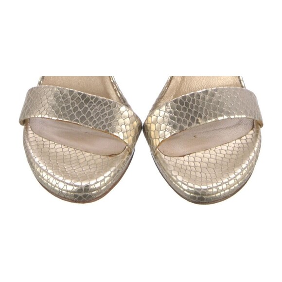 PRE-OWNED DESIGNER STUART WEITZMAN GOLD METALLIC LEATHER ANLE STRAP SANDALS 8.5 - Picture 13 of 14